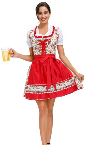 New Oktoberfest Costume Sexy Beer Girl Dirndl Dress Costume